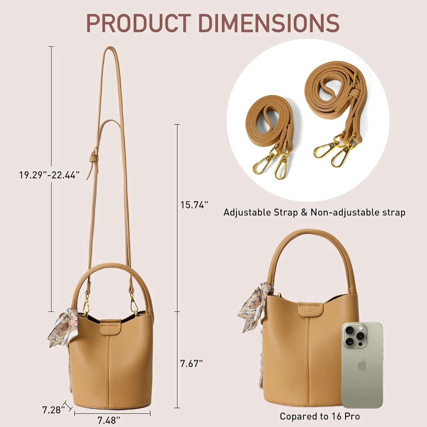 Bucket Bags for Women, Vegan Leather SMALL Crossbody Bags, Trendy Top-handle purses with 2 Removable Shoulder Straps