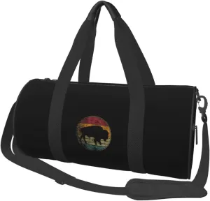 Buffalo Retro Bison Animal Lover Convertible Garment Bag with Shoulder Strap, Carry on Garment Duffel Bag for Men Women - Rolling Foldable for Travel Luggage Bags (Black)