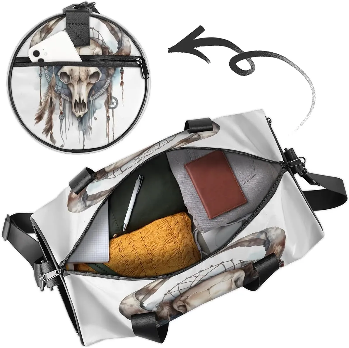Bull head skulls Dance Bags Weekender Bags Sport Duffel Bag Carry on Overnight Bag for Men Women