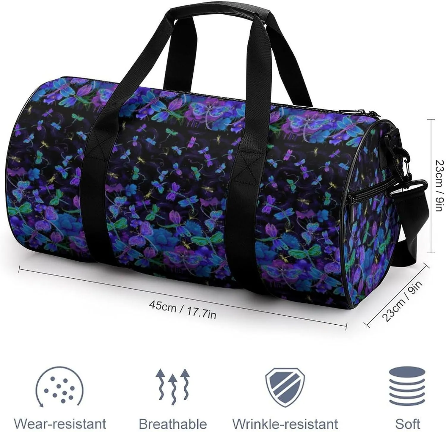 Butter-flys Duffelbag Utility Bags Lightweight Duffel Bag Convertible Duffle Gym Bag Outdoor Tote Bags Gym Satchel 17.7in/9in/9in