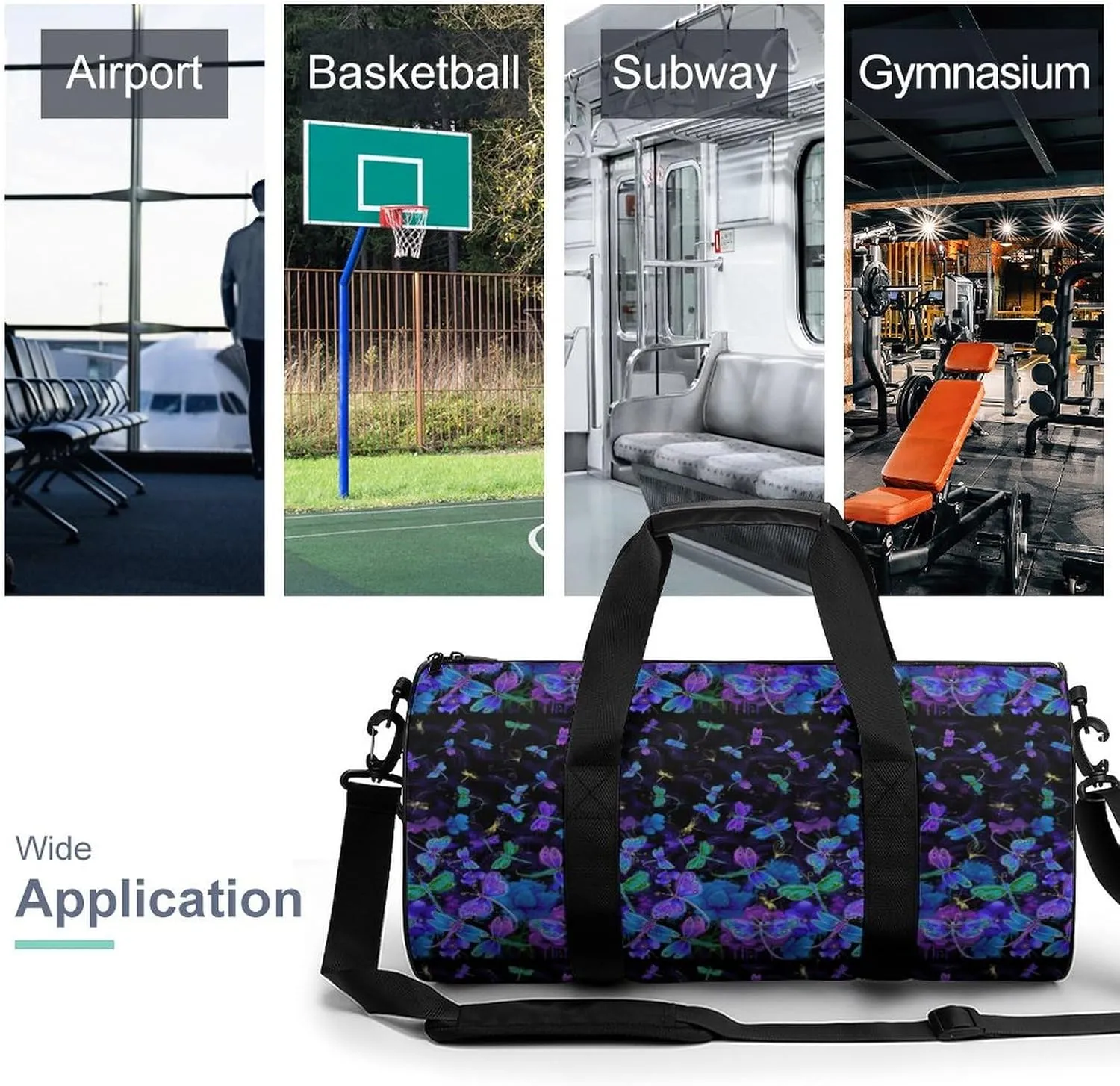 Butter-flys Duffelbag Utility Bags Lightweight Duffel Bag Convertible Duffle Gym Bag Outdoor Tote Bags Gym Satchel 17.7in/9in/9in
