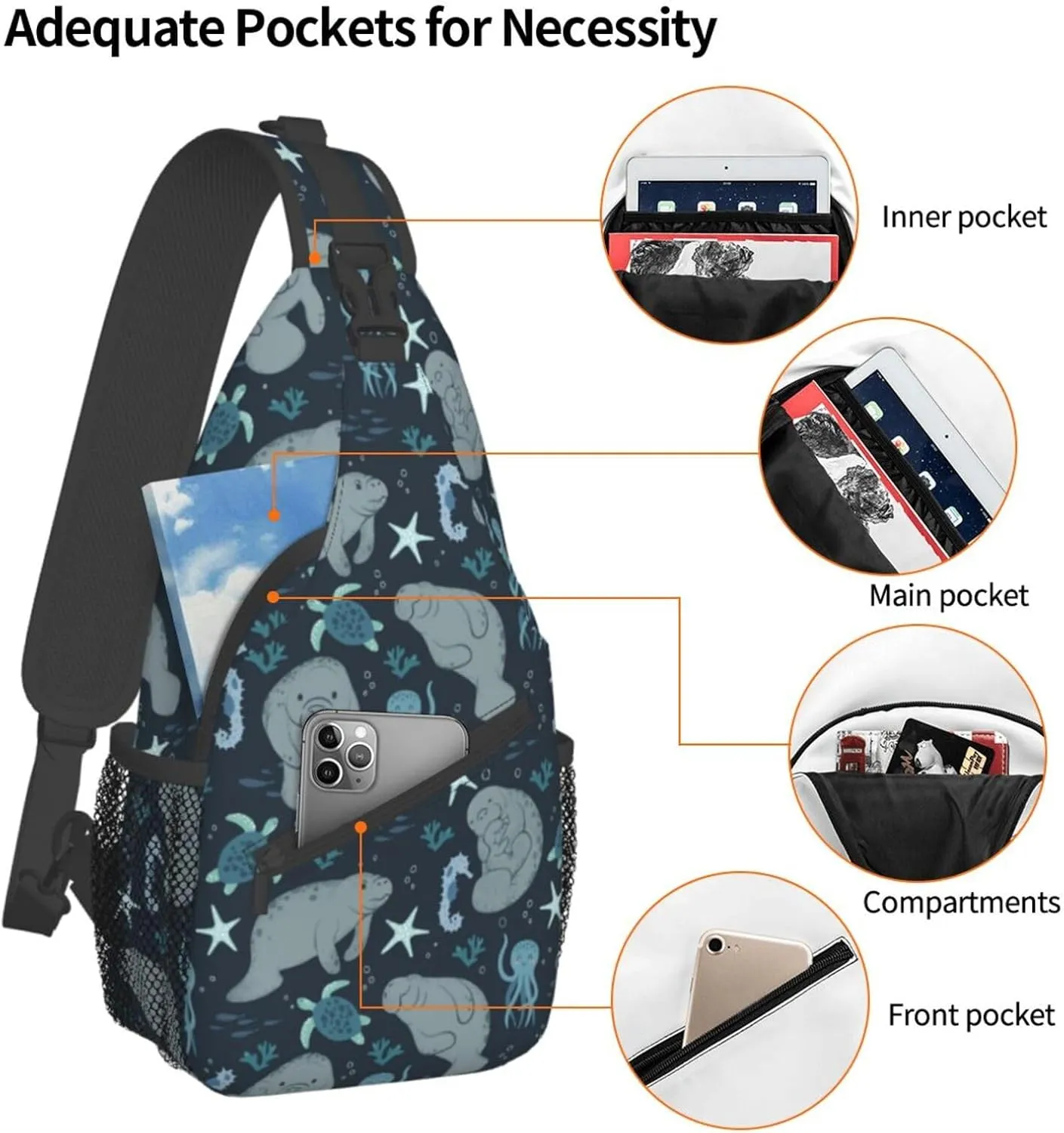 Butterflies Sling Bag Crossbody Sling Backpack for Women Men Travel Hiking Daypack Chest Shoulder Bag