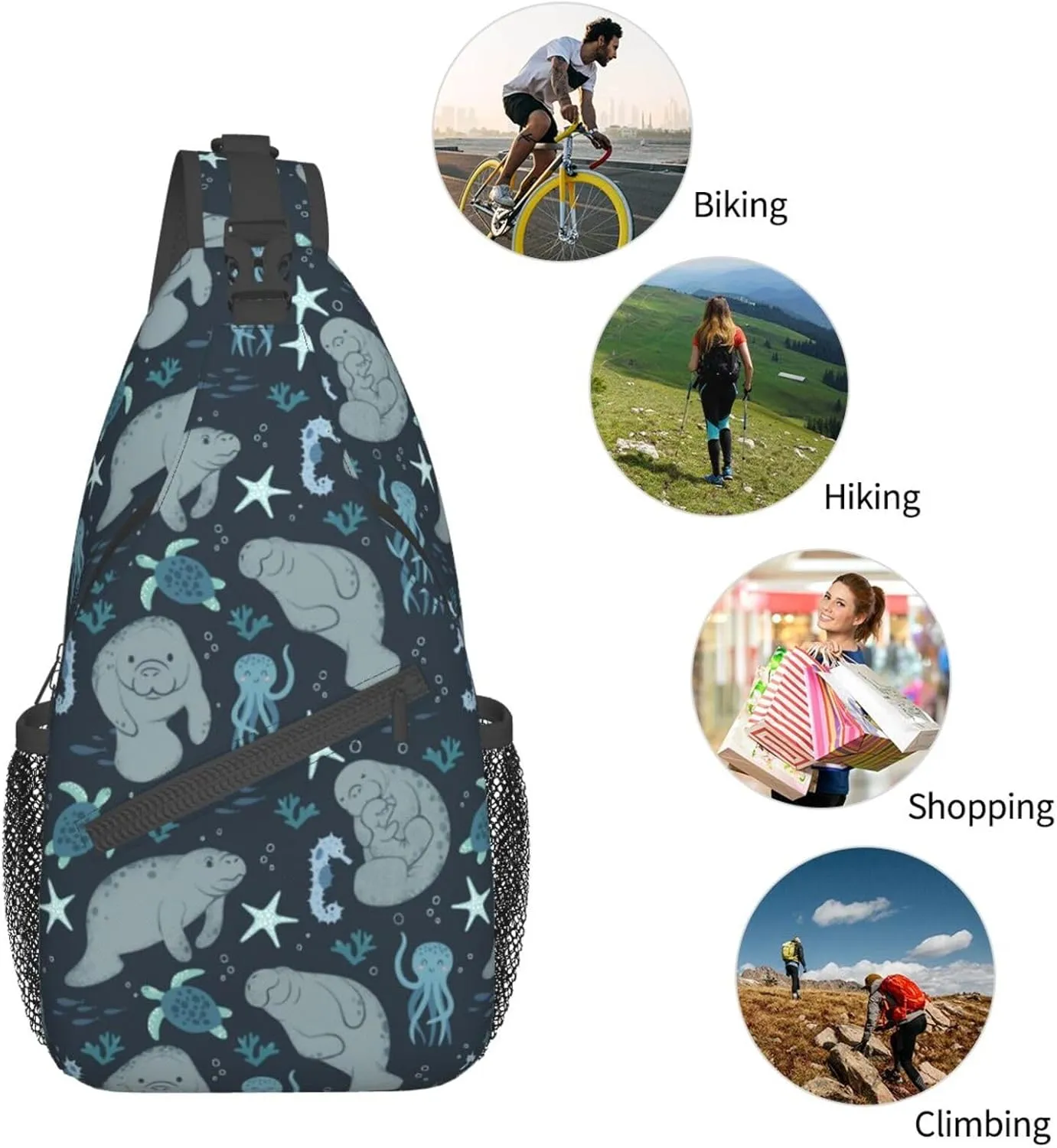 Butterflies Sling Bag Crossbody Sling Backpack for Women Men Travel Hiking Daypack Chest Shoulder Bag