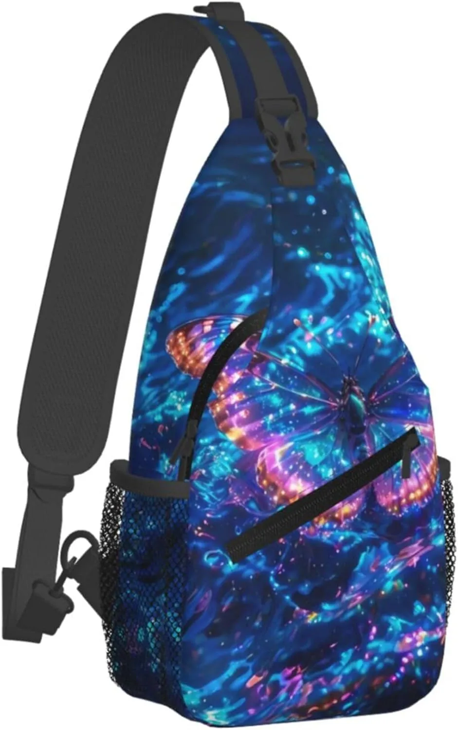 Butterfly Floating Water Sling Backpack Crossbody Bag, Chest Bag Daypack for Outdoors Hiking Traveling