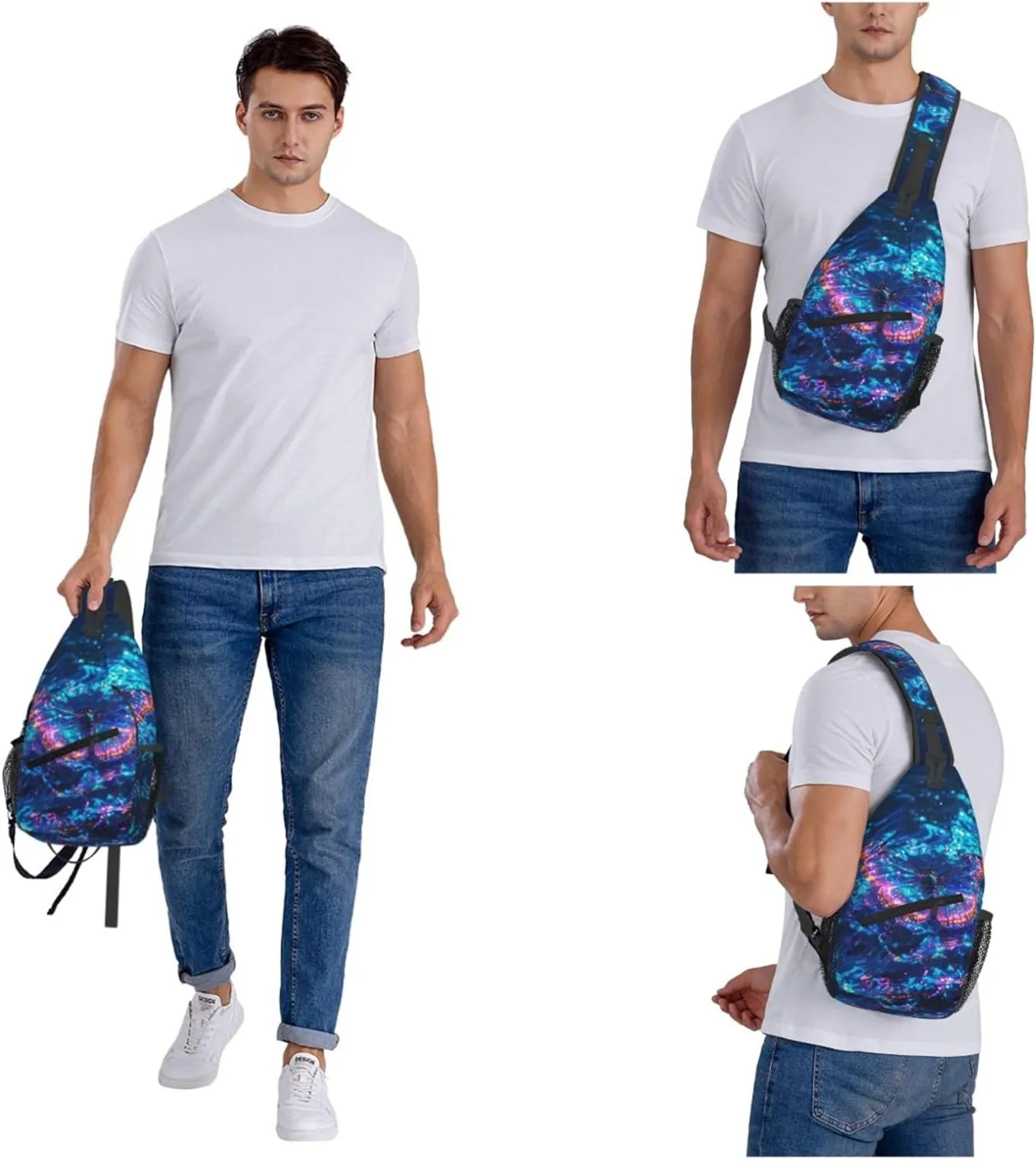 Butterfly Floating Water Sling Backpack Crossbody Bag, Chest Bag Daypack for Outdoors Hiking Traveling