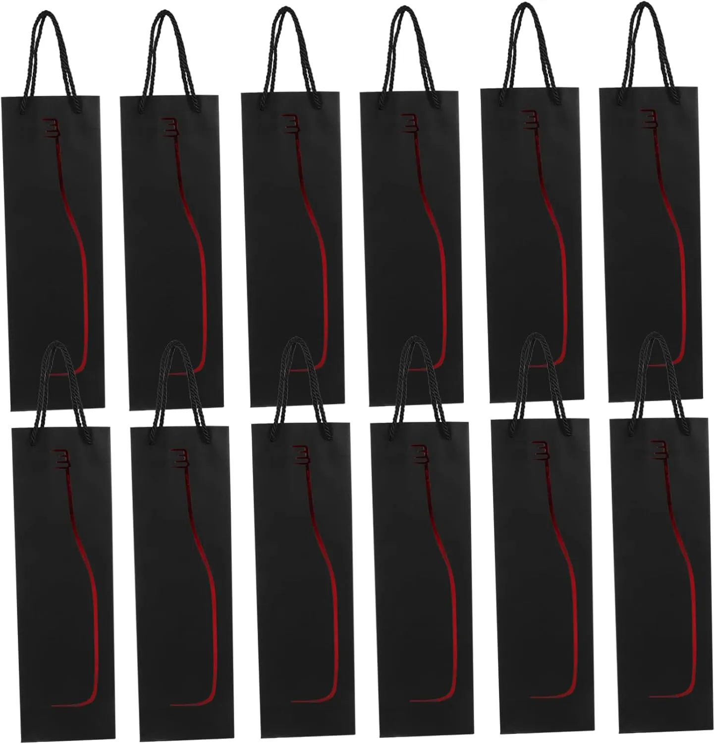 Cabilock Red Wine Bag 12pcs Single Bottle Tote Matte Finish Rope String Handles Suitable for Wine Beer