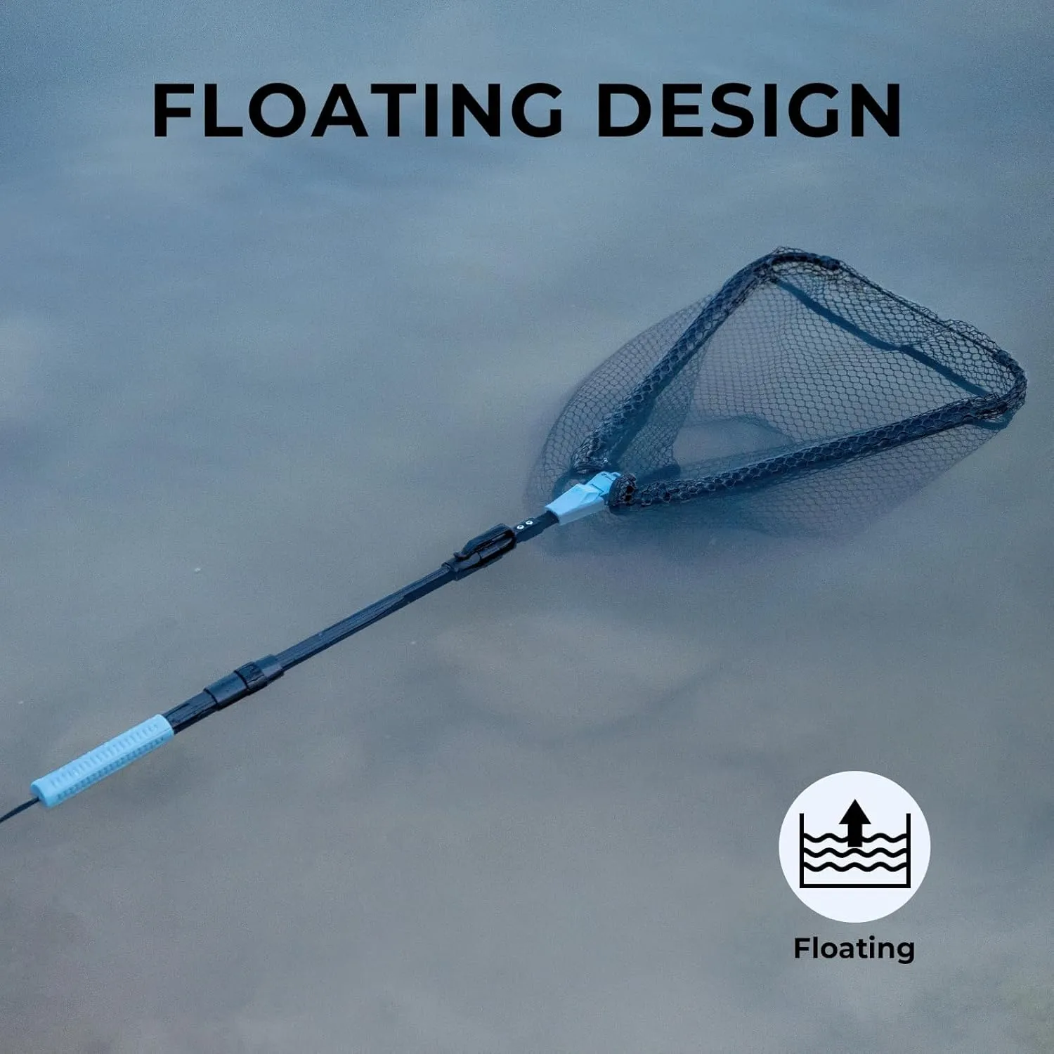 Calamus Triangle Fishing Net, Foldable, Lightweight & Strong Landing Net with Non-Slip Elastomer Handle, Built-in Elastic Lanyard and Belt Clip, Fishing Gear - Gift for Men