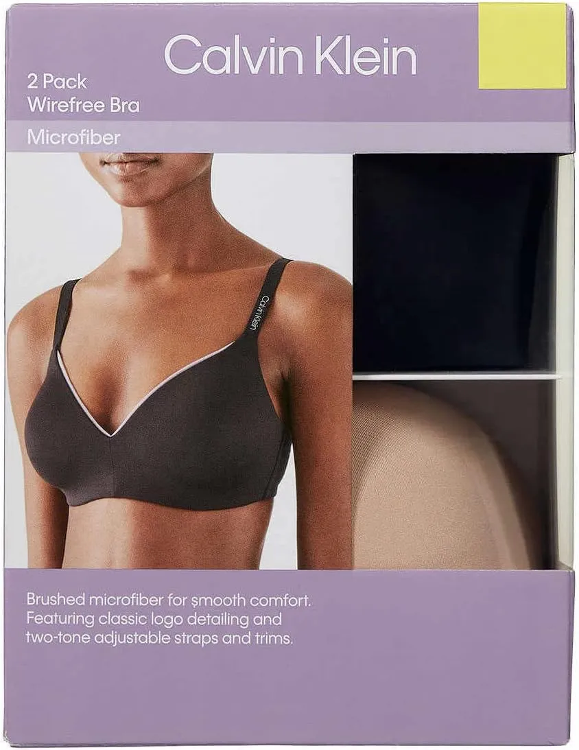 Calvin Klein Womens 2 Pack Microfiber Wirefree Bra