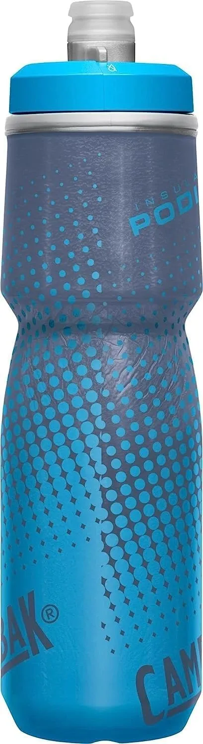 CamelBak Podium Chill Insulated Bike Water Bottle - Easy Squeeze Bottle - Fits Most Bike Cages - 24oz, Blue Dot