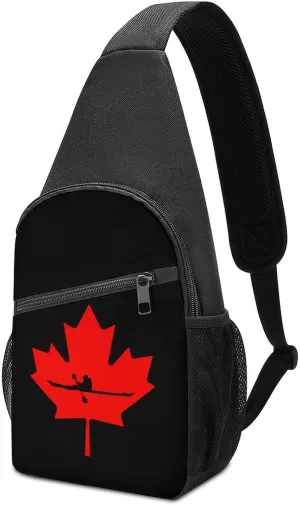 Canadian Kayaking Canada Chest Bag for Men Small Sling Backpack Crossbody Sling Bags for Outdoors Hiking Traveling