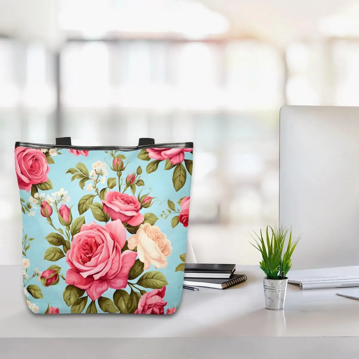 Canvas Tote Bag for Women Reusable Grocery Shopping Bag with Zipper Women Gift
