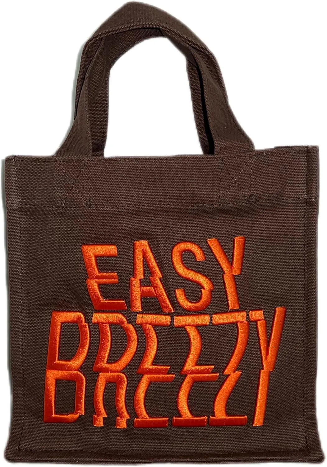 Canvas Tote Bag Square Embossed Embroidery Needlework Easy Breezy Handbag Grocery Reusable Washable Convenient
