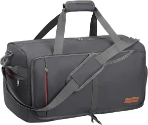 CANWAY 65L Travel Duffel Bag, [New Version] Foldable Large Duffle Bag with Shoes Compartment | Weekender Bag for Men & Women, Waterproof & Tear Resistant-Grey