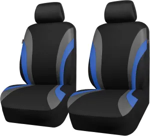 CAR PASS Line Rider Sporty Front Seat Covers, Blue Car Seat Covers Two Front Seats Only, Airbag Compatible,Universal Fit Sedans,Cars,Vans,SUV,Truck(Black and Blue)