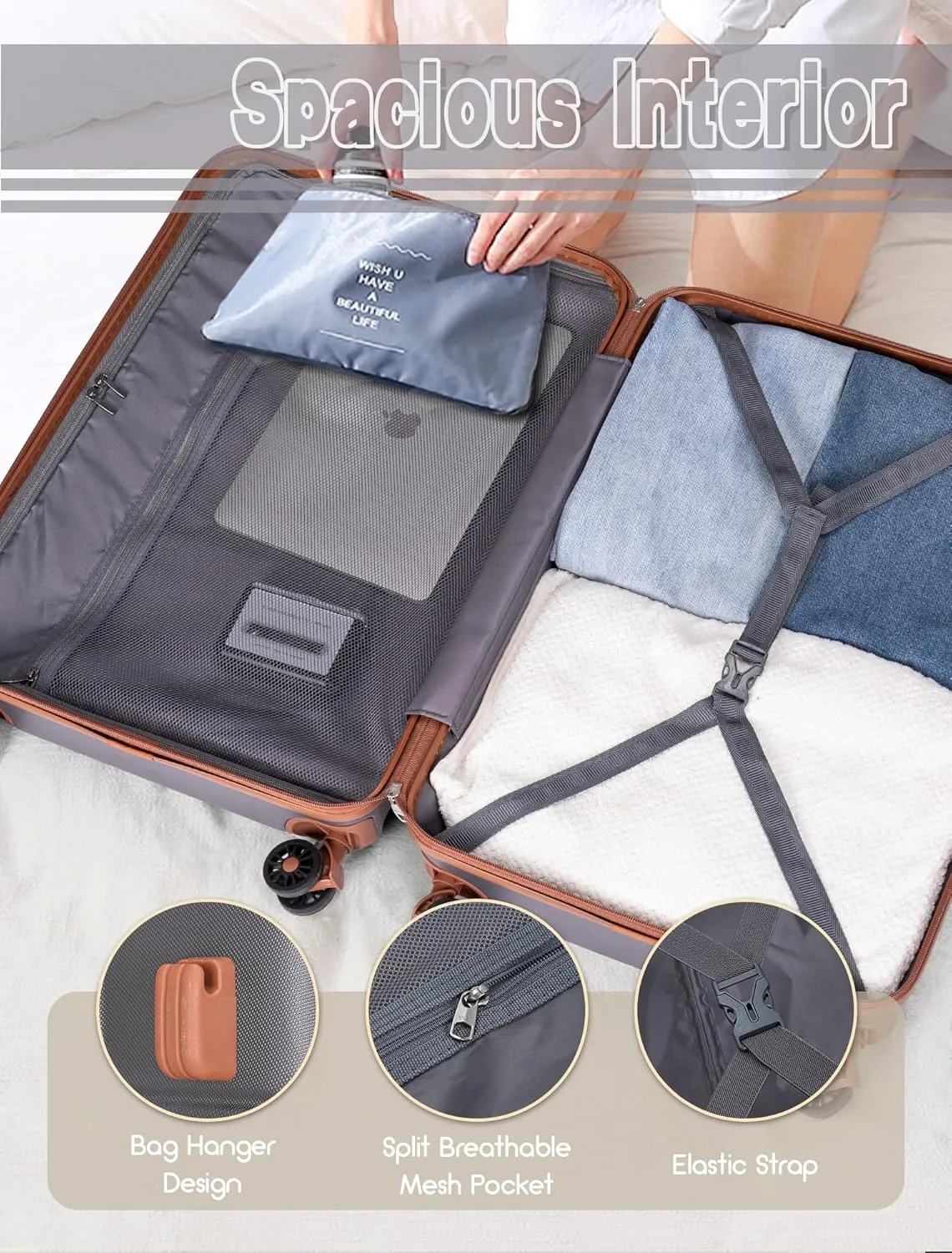 Carry On Luggage 22x14x9 Airline Approved, 20-inch Hard Shell Suitcases with Wheels, ABS Lightweight Carry on Suitcase with TSA Lock