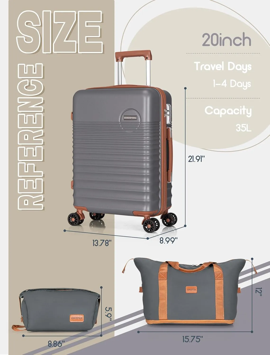 Carry On Luggage 22x14x9 Airline Approved, 20-inch Hard Shell Suitcases with Wheels, ABS Lightweight Carry on Suitcase with TSA Lock