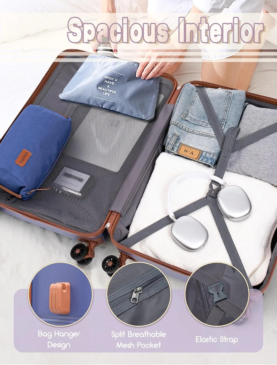 Carry On Luggage 22x14x9 Airline Approved, 20-inch Hard Shell Suitcases with Wheels, ABS Lightweight Carry on Suitcase with TSA Lock