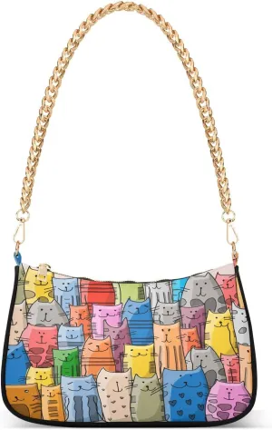Cat Shoulder Purses for Women,Cat Shoulder Bag Purse Womens Crescent Crossbody Bag
