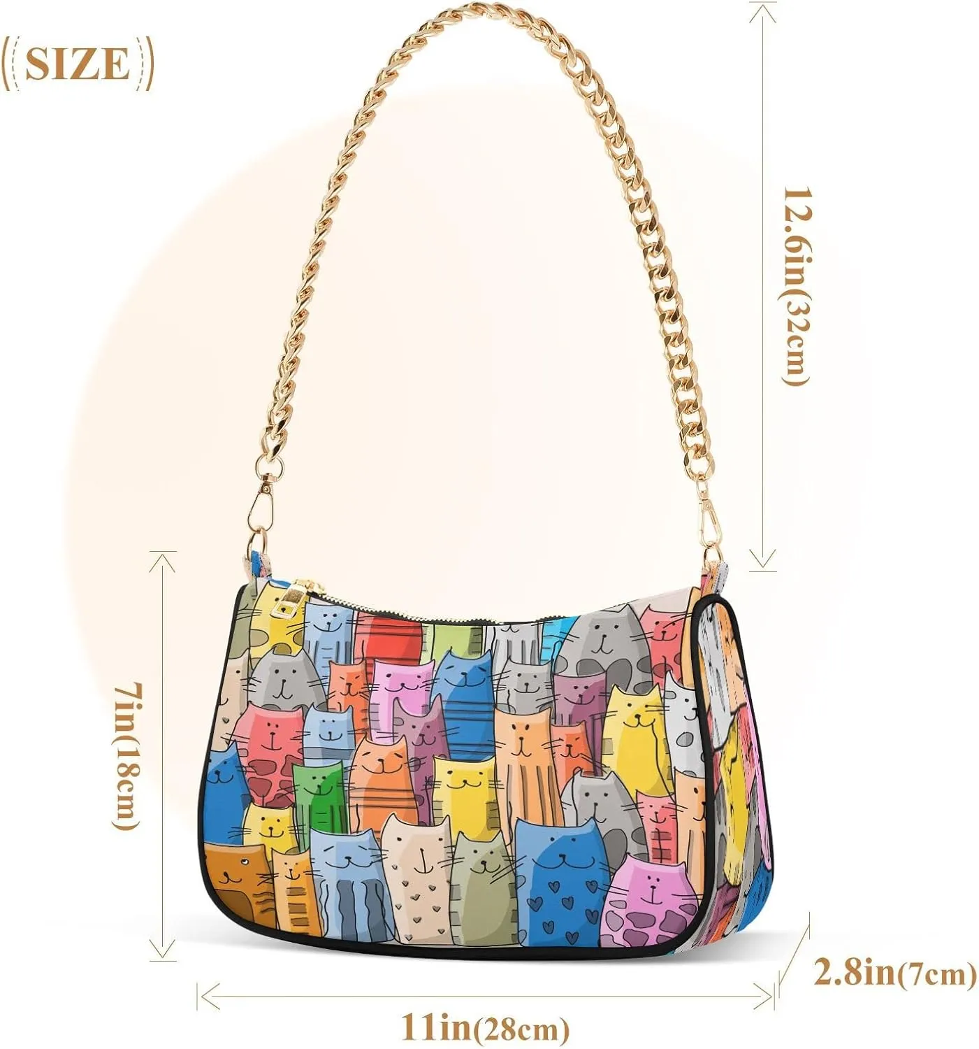 Cat Shoulder Purses for Women,Cat Shoulder Bag Purse Womens Crescent Crossbody Bag