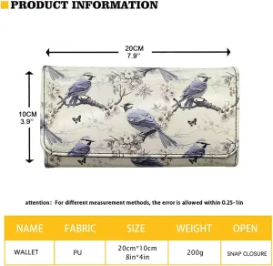 Celestial Moon Stars Long Wallets for Women Galaxy Blue PU Leather Billfold Wallets, Mystical Astrology Theme Slim Cards Holder Trifold Phone Clutch with ID Window