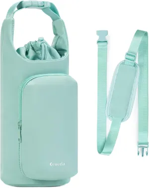 Ceneda Water Bottle Carrier Bag with Phone Pocket 32oz 40oz Tumbler Insulated Water Bottle Holder with Adjustable Shoulder Strap Carrier Sling Bag (Mint Green)