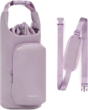 Ceneda Water Bottle Carrier Bag with Phone Pocket 32oz 40oz Tumbler Insulated Water Bottle Holder with Adjustable Shoulder Strap Carrier Sling Bag (Purple)