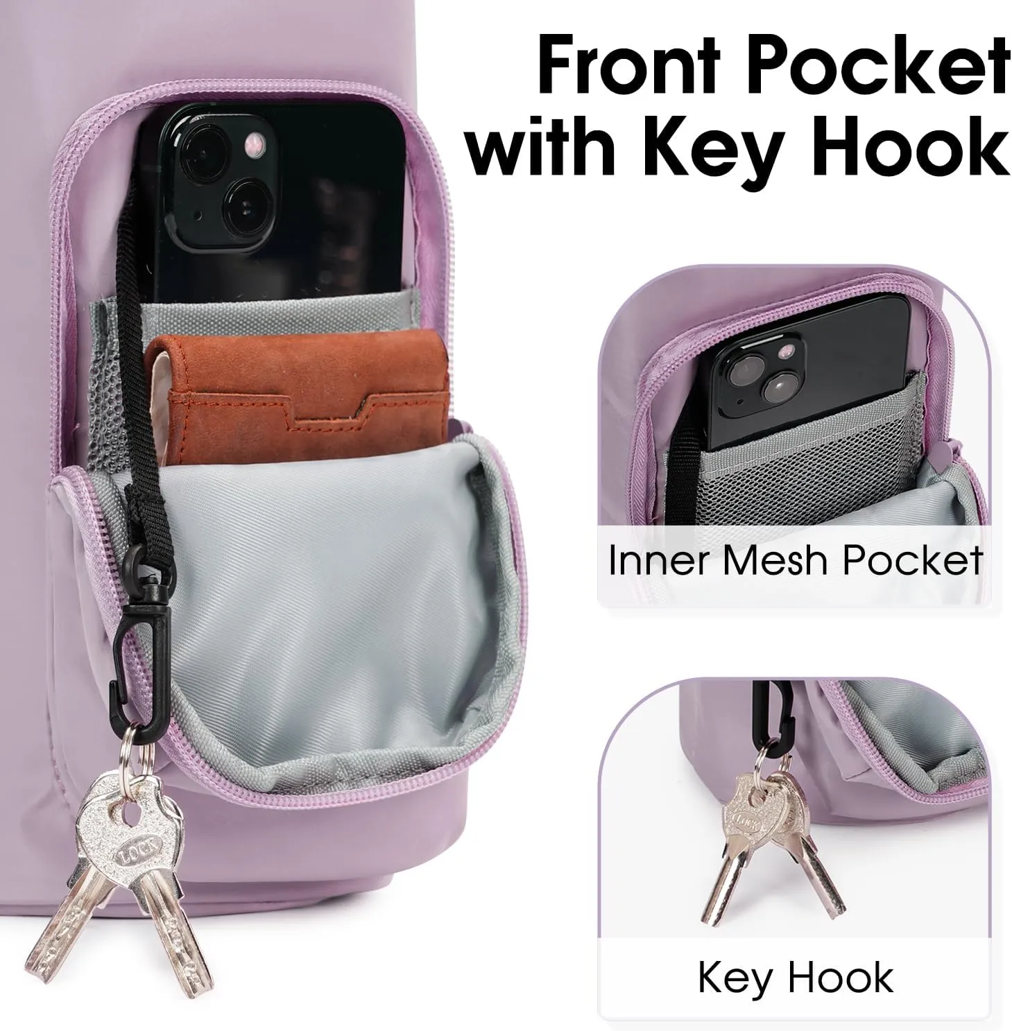 Ceneda Water Bottle Carrier Bag with Phone Pocket 32oz 40oz Tumbler Insulated Water Bottle Holder with Adjustable Shoulder Strap Carrier Sling Bag (Purple)