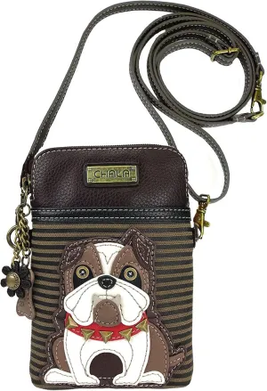 Chala Bulldog Cellphone Crossbody Handbag - Convertible Strap