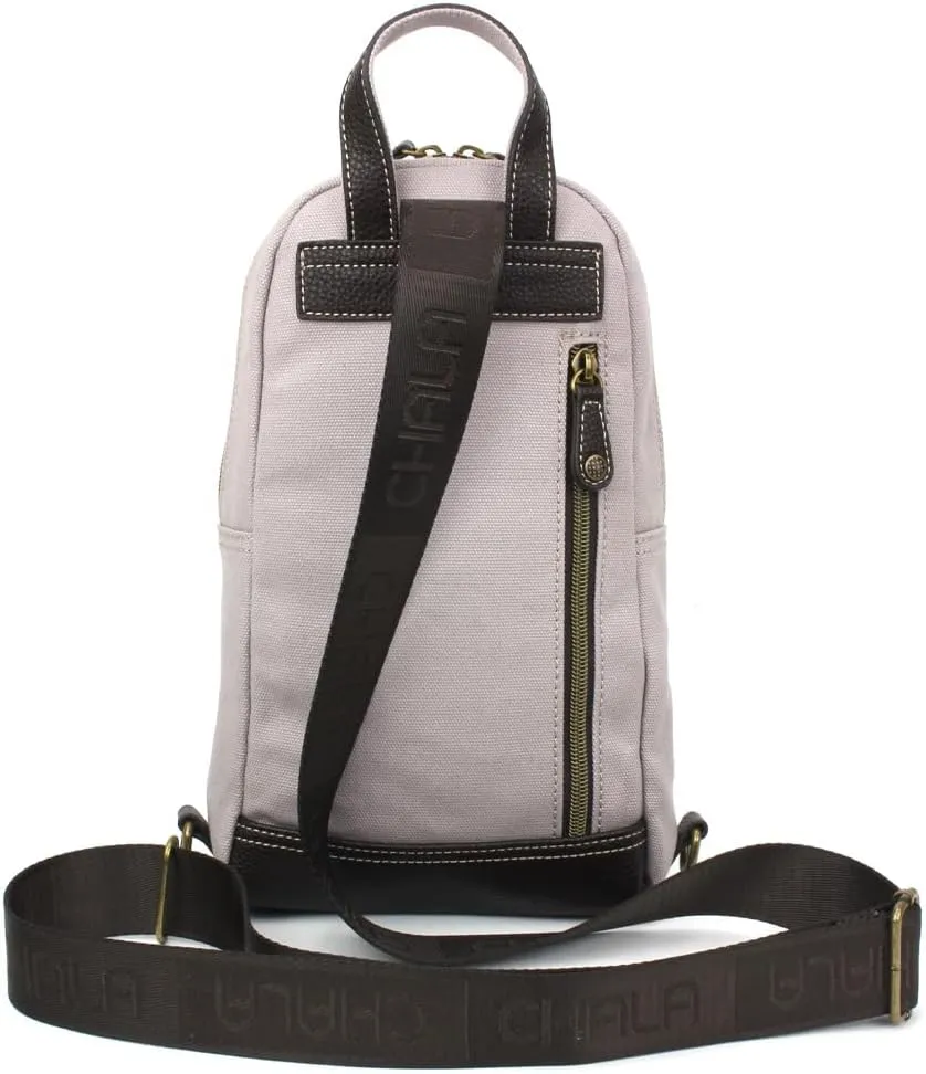 CHALA Canvas Sling Bag Women RFID Protected Canvas Crossbody Backpack with Adjustable Strap