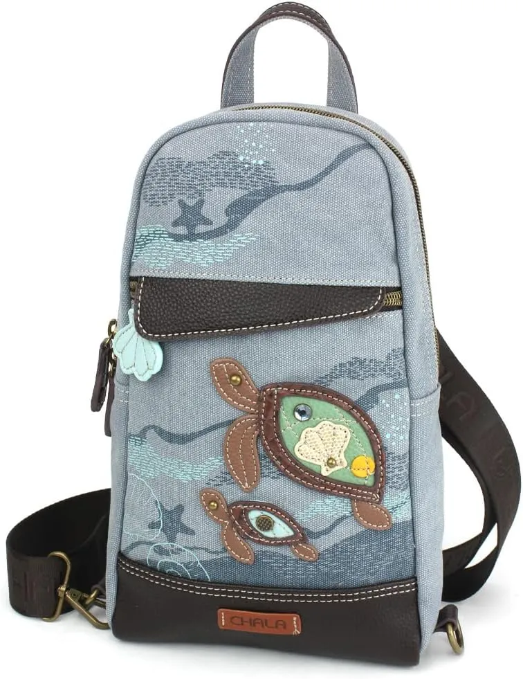 CHALA Canvas Sling Bag Women RFID Protected Canvas Crossbody Backpack with Adjustable Strap