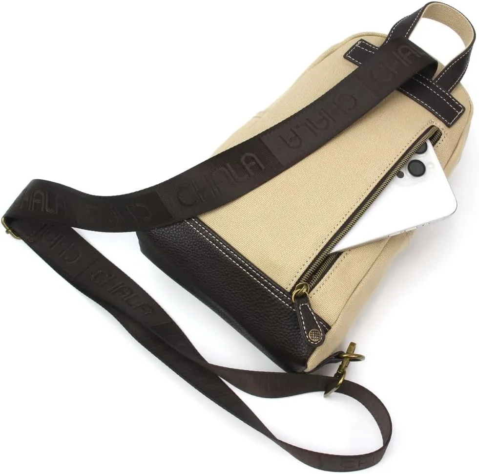 CHALA Canvas Sling Bag Women RFID Protected Canvas Crossbody Backpack with Adjustable Strap