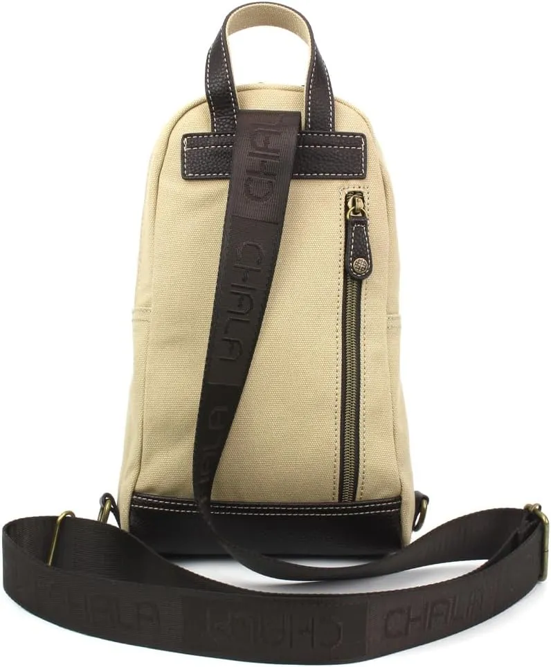 CHALA Canvas Sling Bag Women RFID Protected Canvas Crossbody Backpack with Adjustable Strap