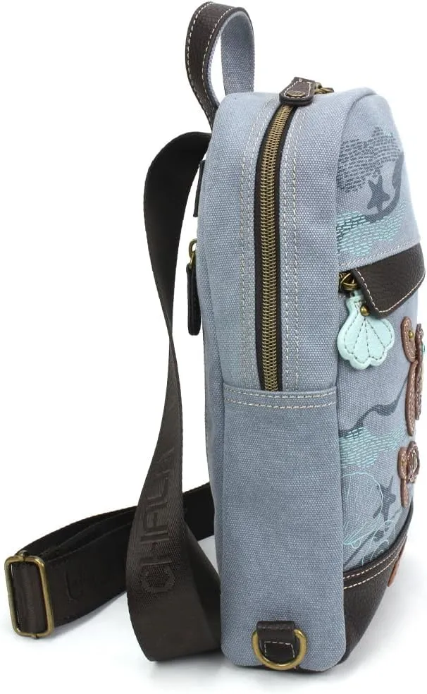 CHALA Canvas Sling Bag Women RFID Protected Canvas Crossbody Backpack with Adjustable Strap
