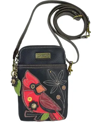Chala Cardinal Cellphone Crossbody Handbag - Convertible Strap 5" x 7.5" x 1"