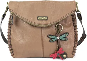 Chala Charming Crossbody Bag Shoulder Handbag With Flap Top and Zipper Black/Dark Brown