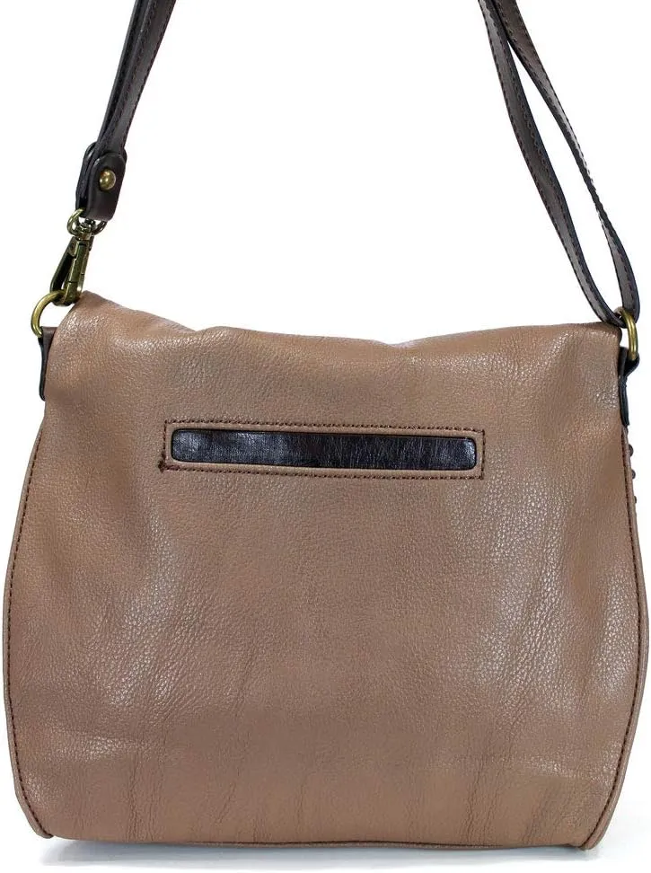 Chala Charming Crossbody Bag Shoulder Handbag With Flap Top and Zipper Black/Dark Brown