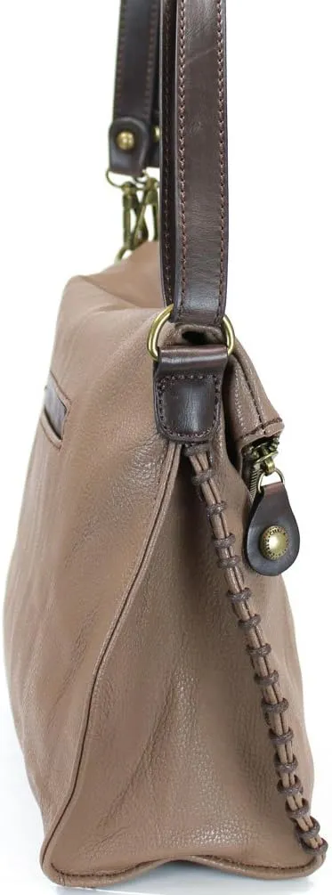 Chala Charming Crossbody Bag Shoulder Handbag With Flap Top and Zipper Black/Dark Brown