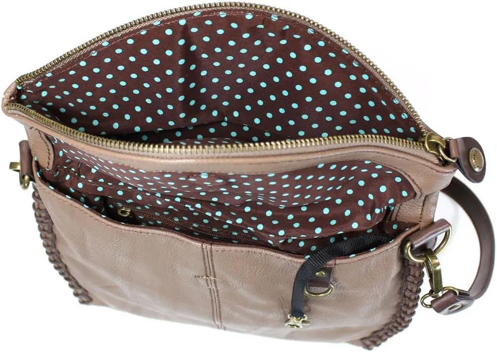 Chala Charming Crossbody Bag Shoulder Handbag With Flap Top and Zipper Black/Dark Brown