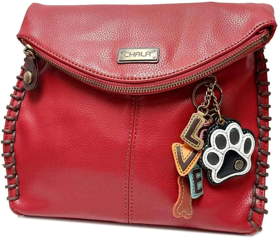 Chala Charming Crossbody Bag Shoulder Handbag With Flap Top and Zipper -Pewter