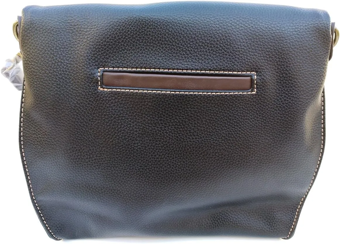 CHALA Charming Crossbody Bag With Flap Top and Zipper, Shoulder Handbag with Leather Keyfob - BLACK