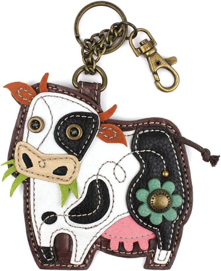 CHALA Charming Crossbody Bag With Flap Top and Zipper, Shoulder Handbag with Leather Keyfob - BLACK