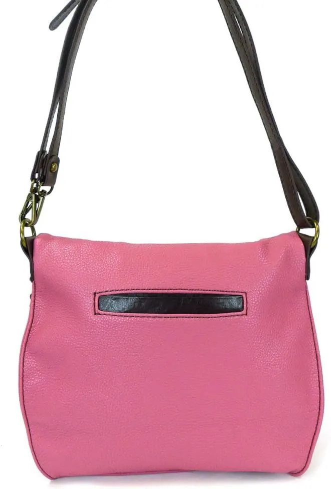 CHALA Charming Crossbody Bag With Flap Top | Flap and Zipper Cross-Body Purse or Shoulder Handbag with Metal Chain - Pink