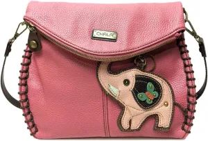 CHALA Charming Crossbody Bag With Flap Top | Flap and Zipper Cross-Body Purse or Shoulder Handbag with Metal Chain - Pink