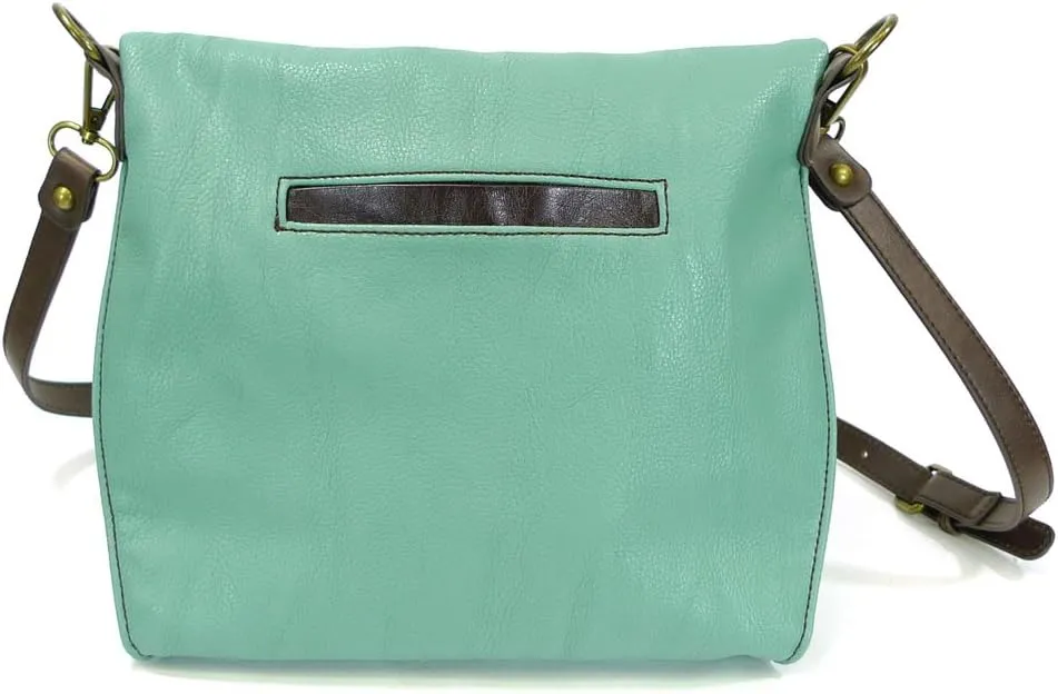 CHALA Charming Flap and Zipper Cross-Body Purse or Shoulder Handbag with Keyfob -Teal