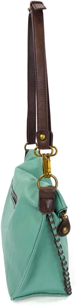 CHALA Charming Flap and Zipper Cross-Body Purse or Shoulder Handbag with Keyfob -Teal