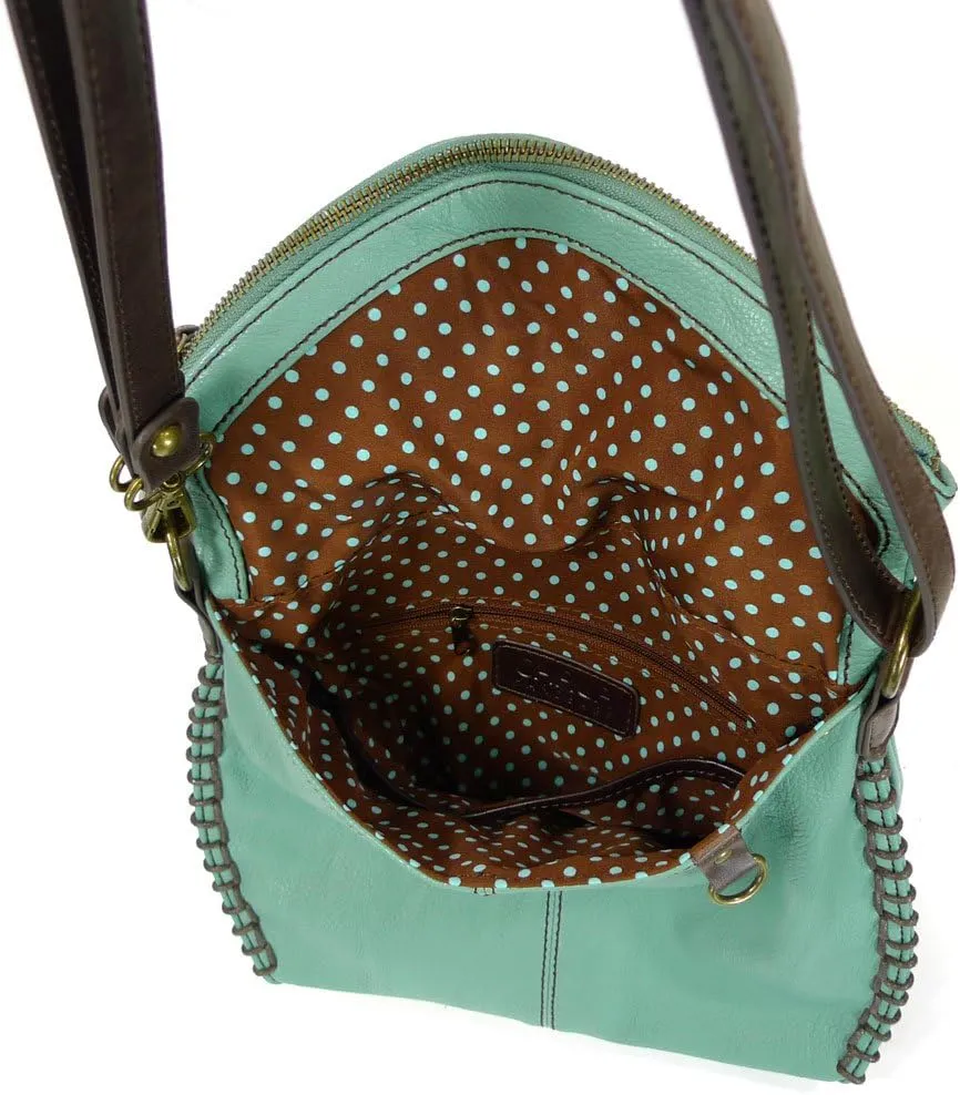 CHALA Charming Flap and Zipper Cross-Body Purse or Shoulder Handbag with Keyfob -Teal