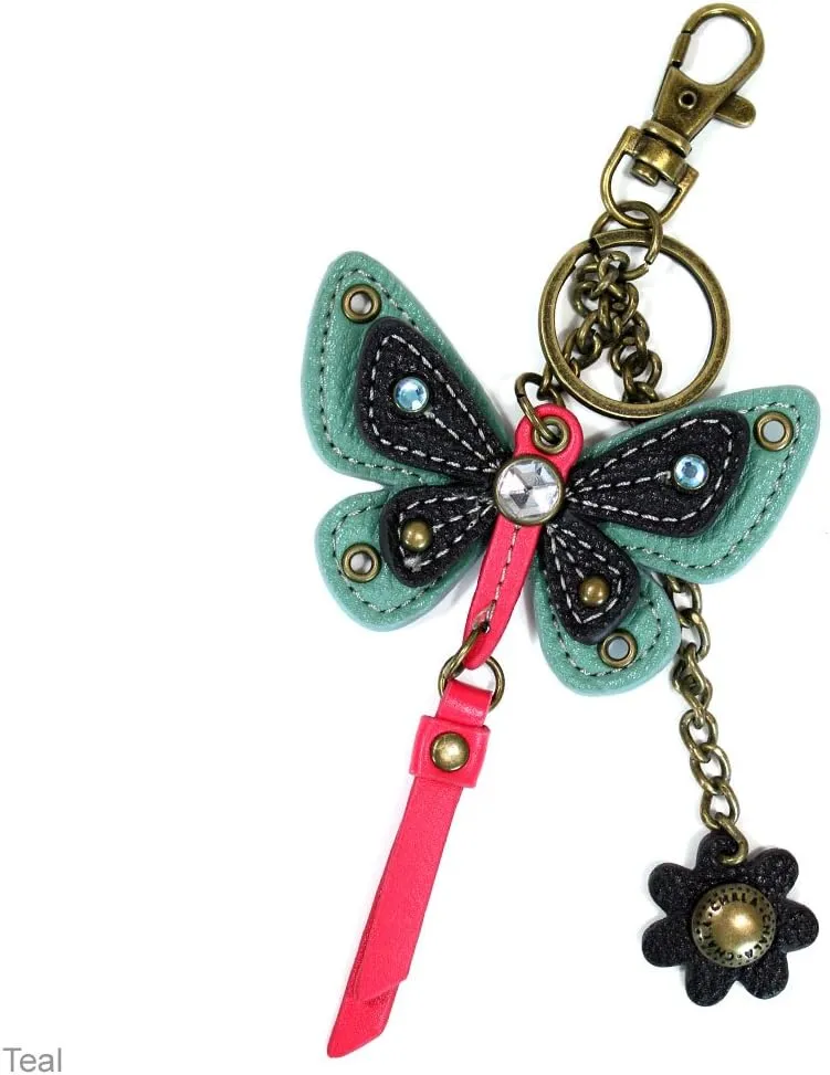 CHALA Charming Flap and Zipper Cross-Body Purse or Shoulder Handbag with Keyfob -Teal