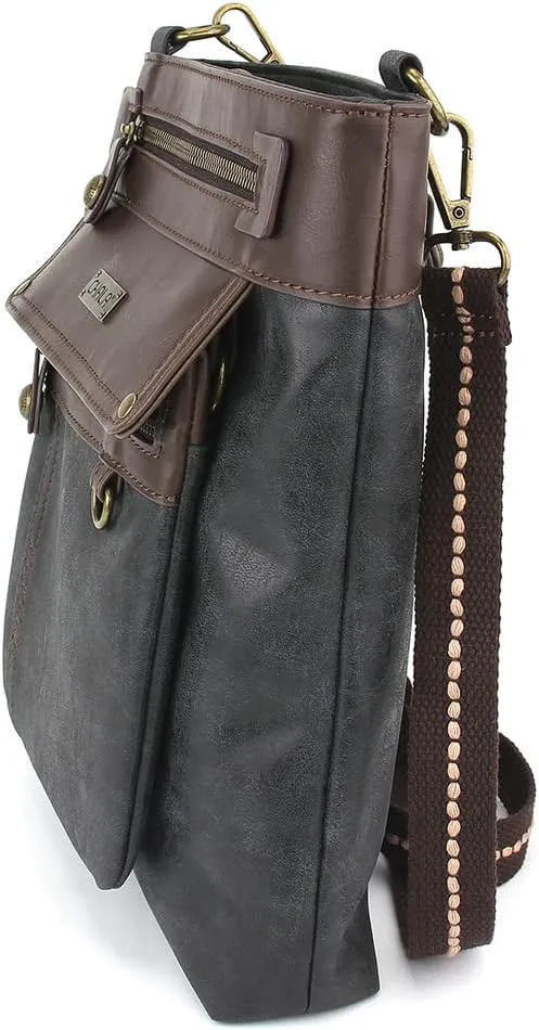 CHALA GEMINI Crossbody Faux Leather Gift Messenger Bag with Double Zip Wallet