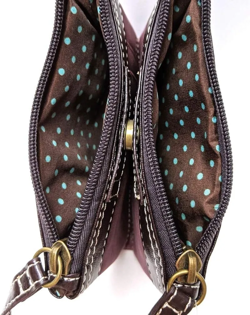 CHALA GEMINI Crossbody Faux Leather Gift Messenger Bag with Double Zip Wallet