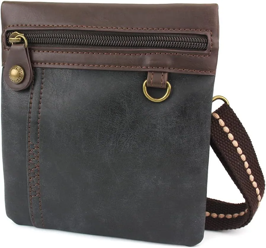 CHALA GEMINI Crossbody Faux Leather Gift Messenger Bag with Double Zip Wallet